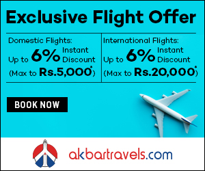 6 % Instant discount Up to 5,000 Off On Domestic and 20,000 On International Flights